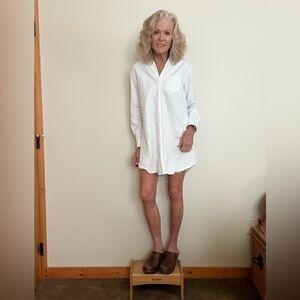 White Button-Up Shirt Dress